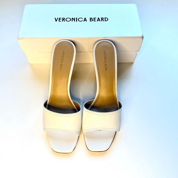 NWT Veronica Beard Ellen wedge sandals in off white/light cream. Size 10 - Picture 5 of 9